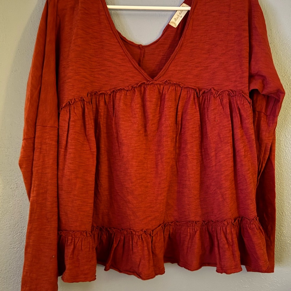 Altar'd State Deep Red Ruffle Blouse